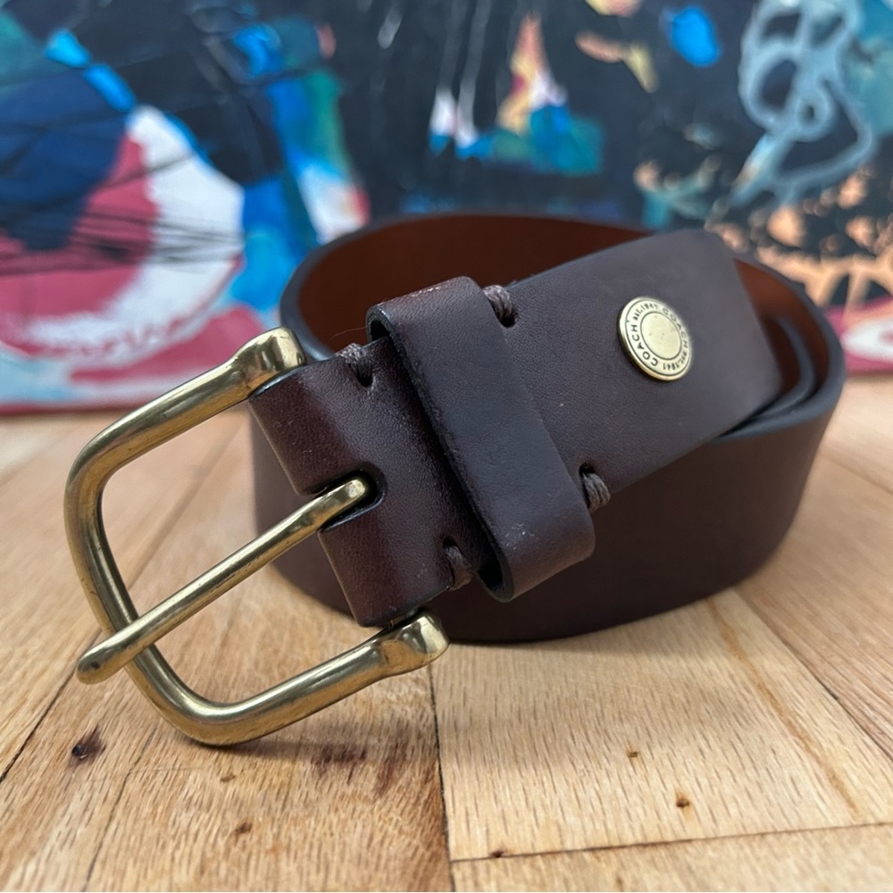 Coach Classic Brown Leather Belt with Gold Hardware 75cm